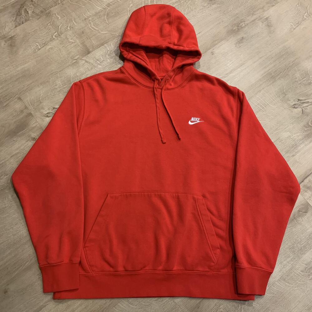 Nike Sportswear Club Fleece Pullover Hoodie Men's XL Red Sweatshirt BV2654-657